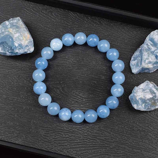 Musa - Armband med Naturliga Akvamarin-Kvarts-Pärlor